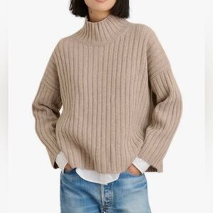Alex Mill Tan Ribbed Turtleneck Sweater